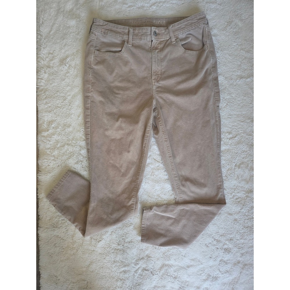 American Eagle Tan Fall Corduroy Skinny Pant Womens 12 Regular Stretch High Rise